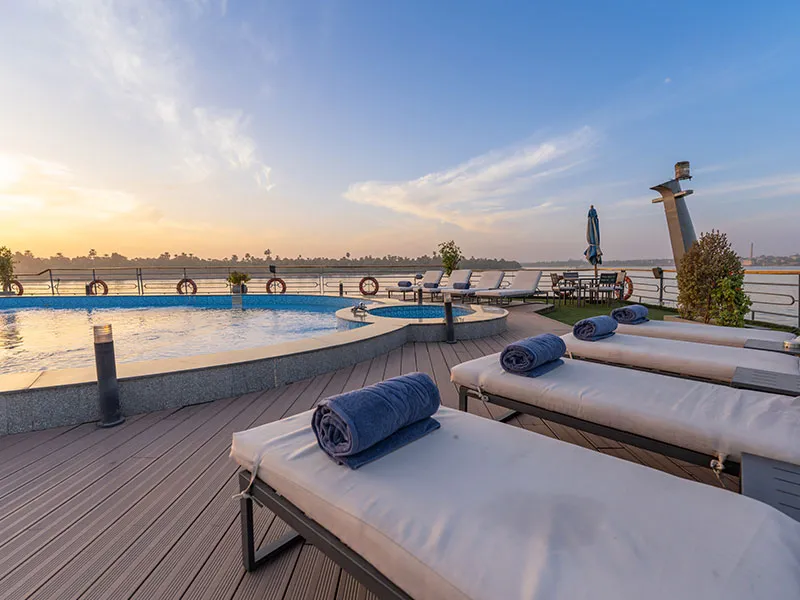 Sun deck of the Royal Signature Nile Cruise Nile cruise